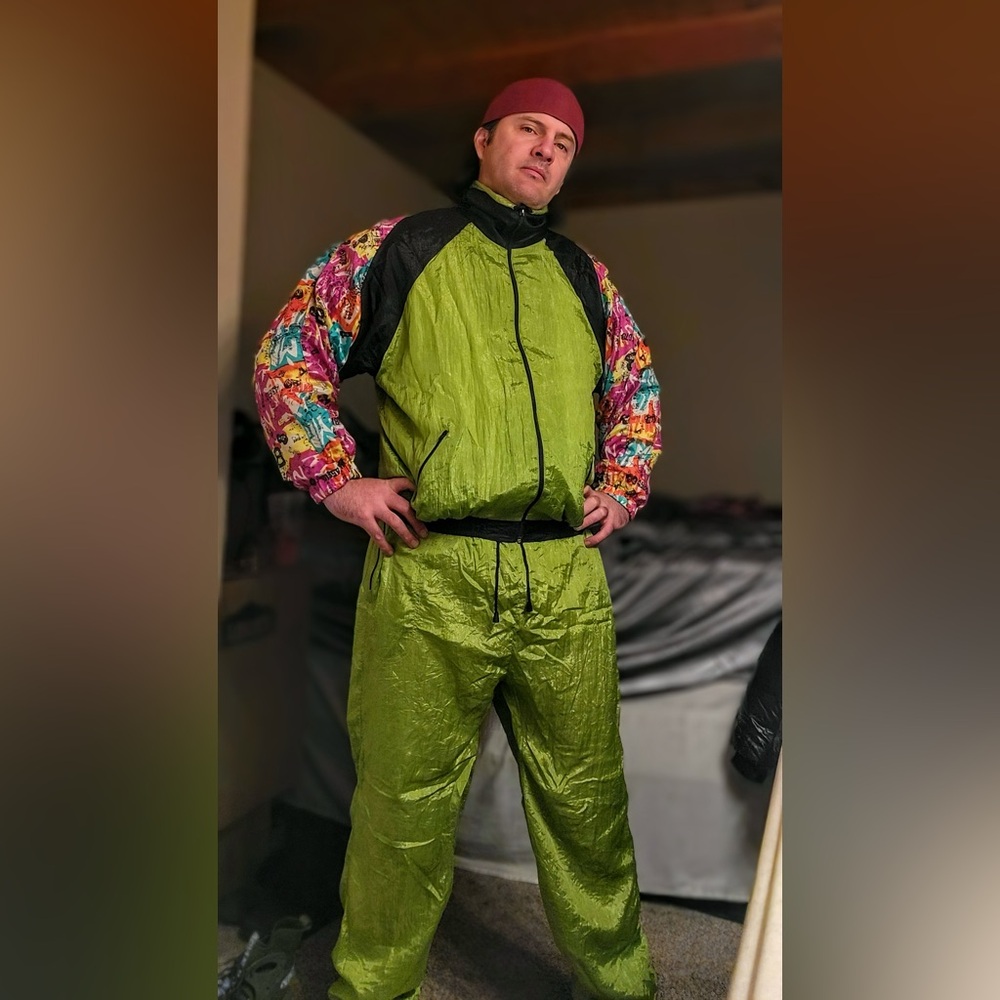 Multicolor 80s shellsuit windsuit.